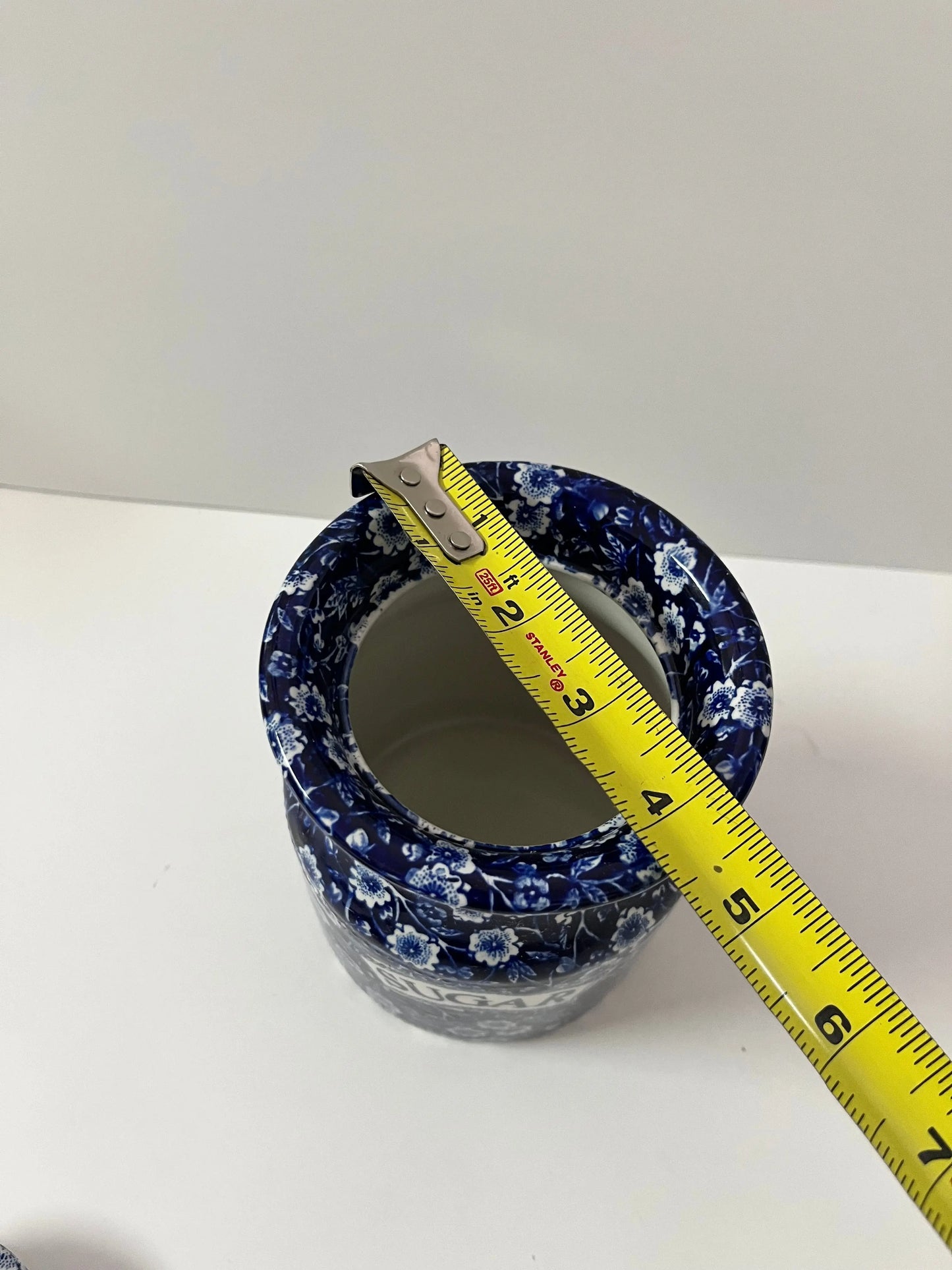 Vintage Burleigh Staffordshire Calico Blue & White Sugar Bowl