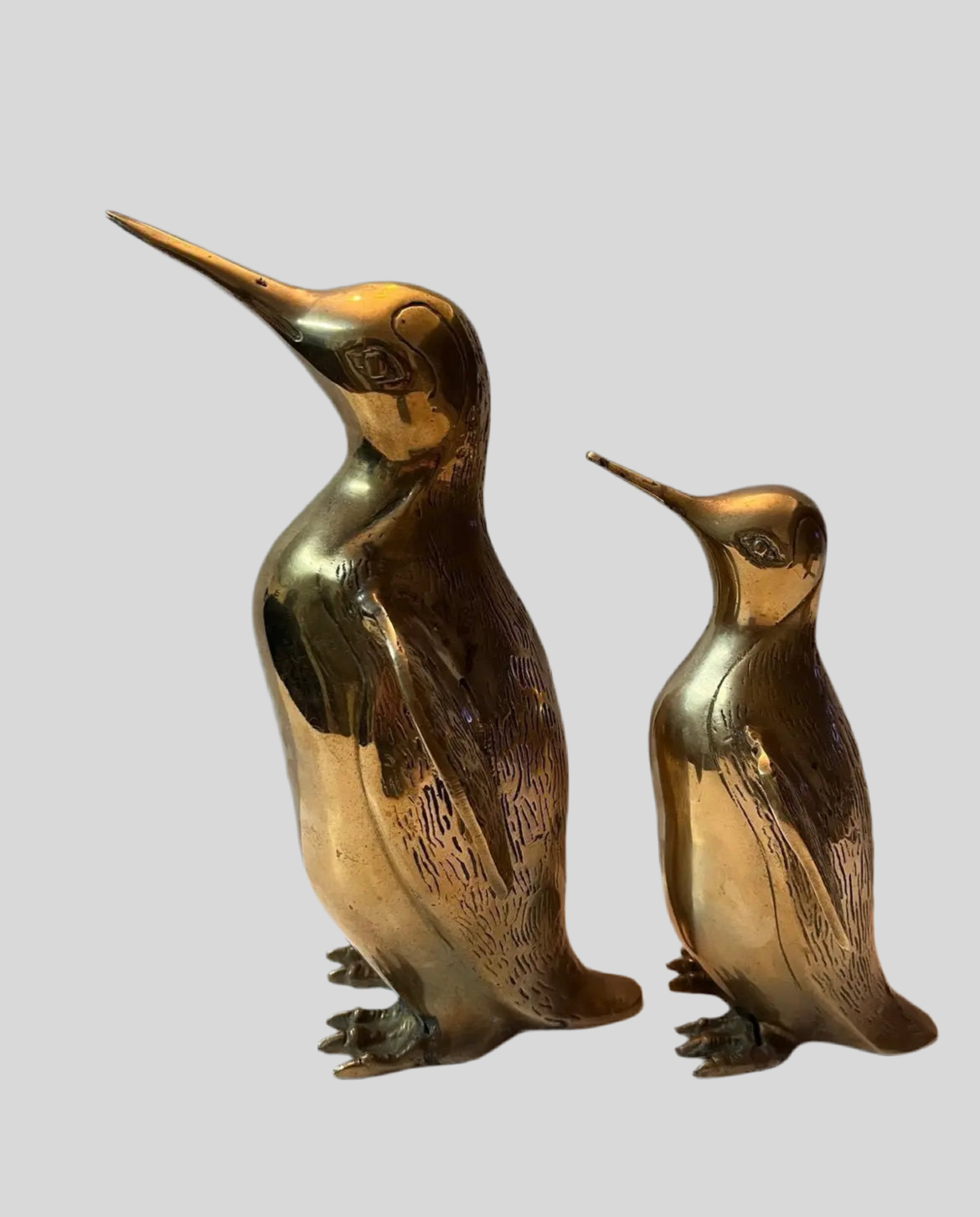 Hollywood Regency Solid Brass Penguin Pair