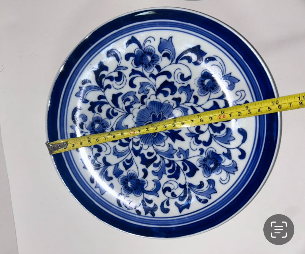 Blue and White Plates Mixed Floral & Asian-Inspired Patterns (Set of 3)