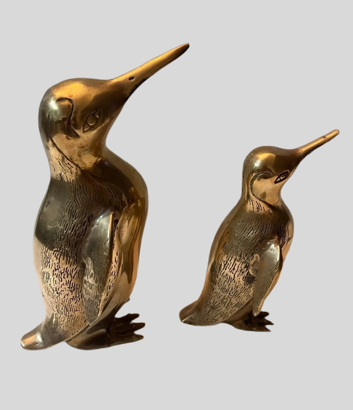 Hollywood Regency Solid Brass Penguin Pair