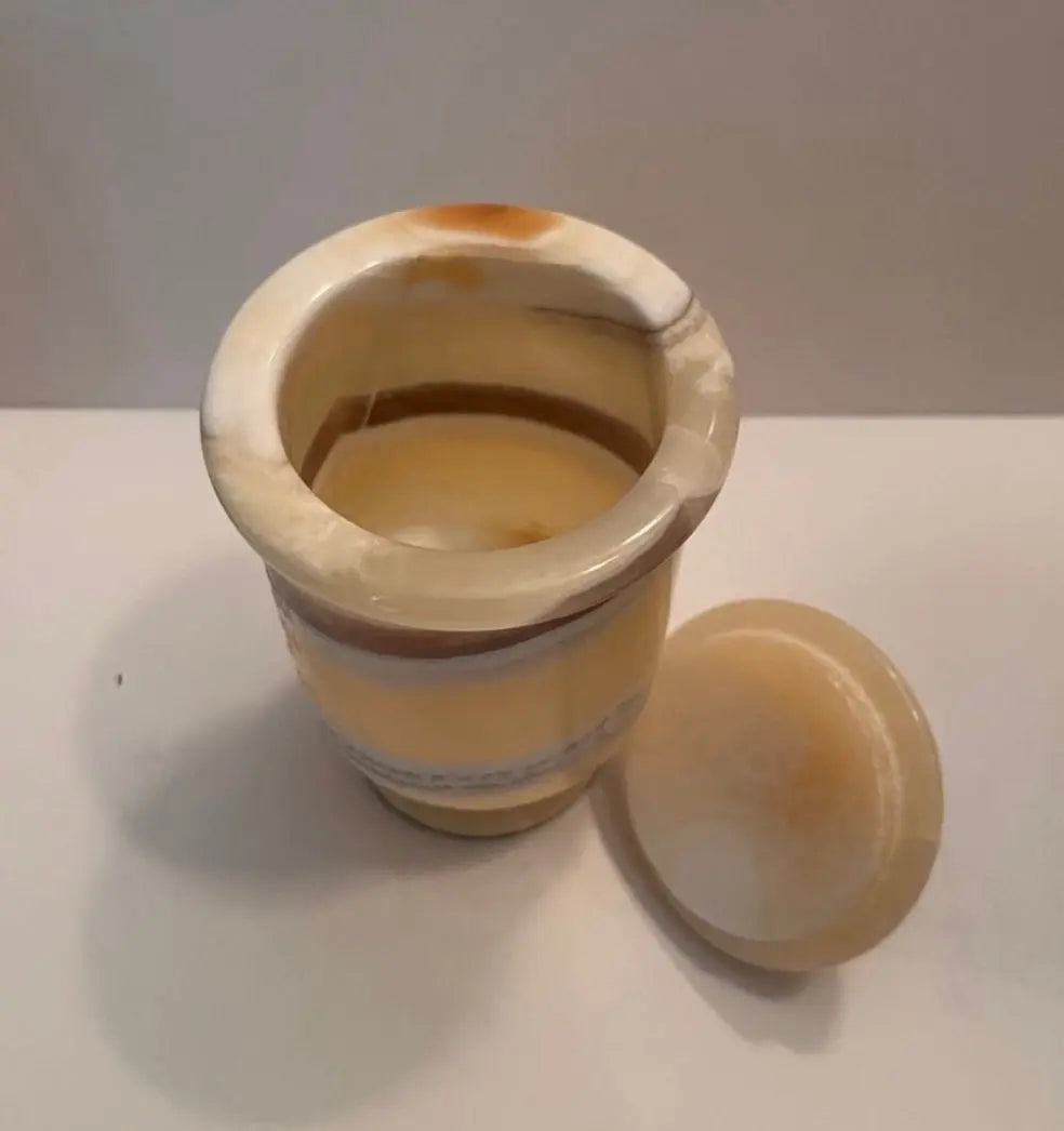 Onyx Marble Stone Brass Amphora Vases & Trinket