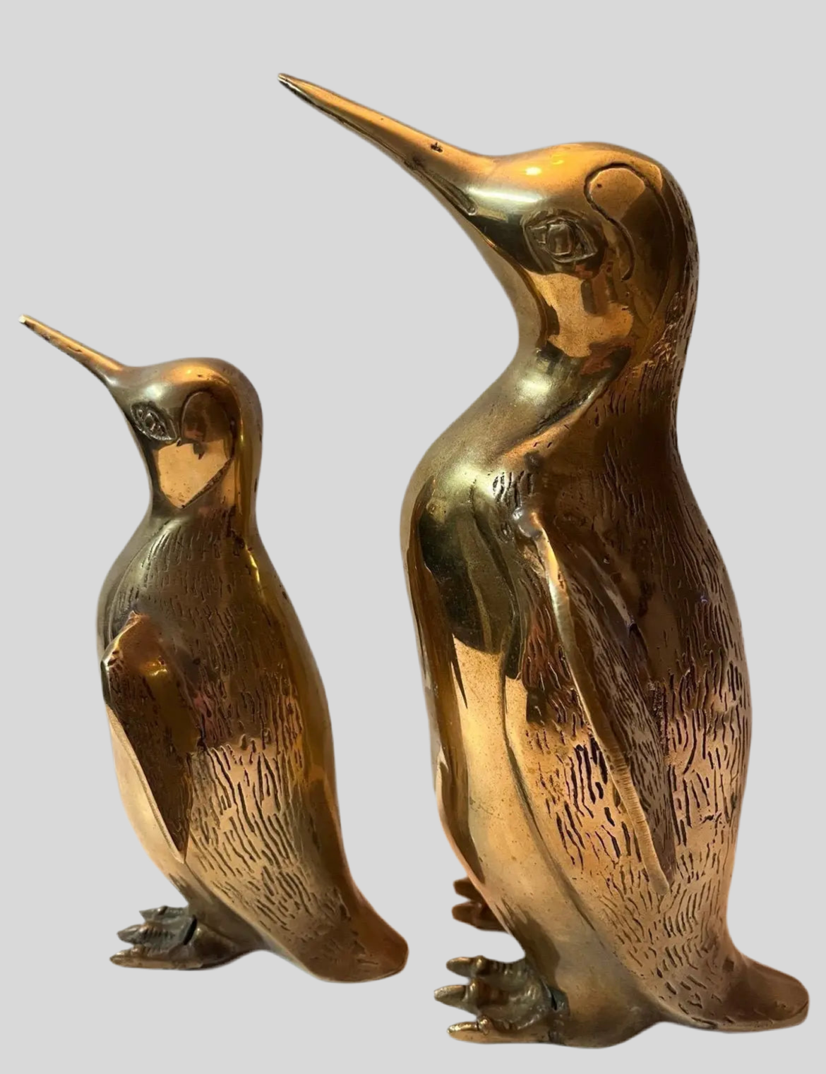 Hollywood Regency Solid Brass Penguin Pair