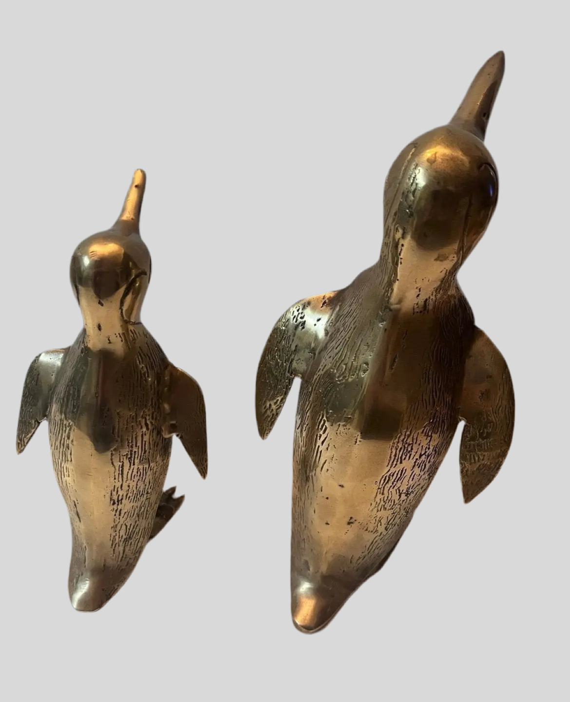 Hollywood Regency Solid Brass Penguin Pair