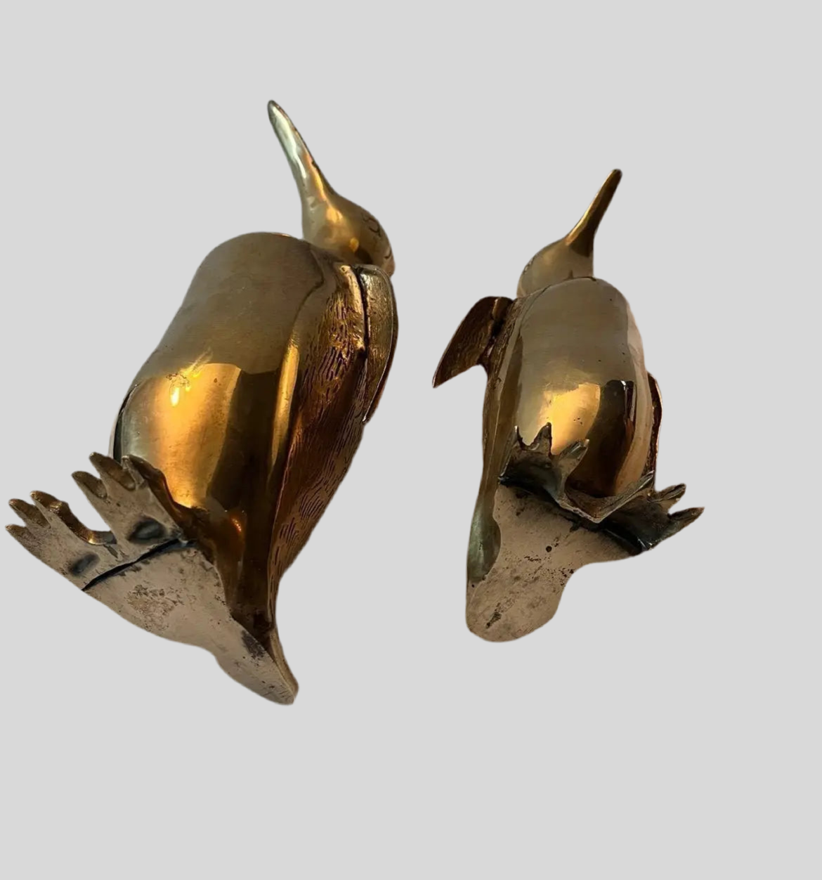 Hollywood Regency Solid Brass Penguin Pair