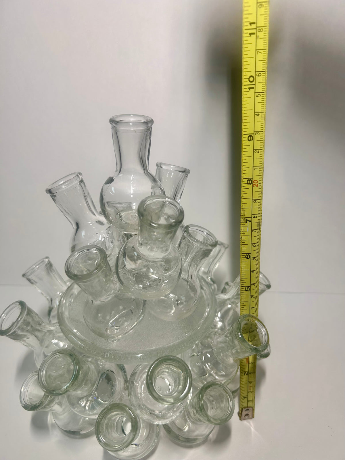 Vintage 2-Piece Tiered Clustered Glass Flower Frog & Propagation Station (25 Bud Vases / Vessels)