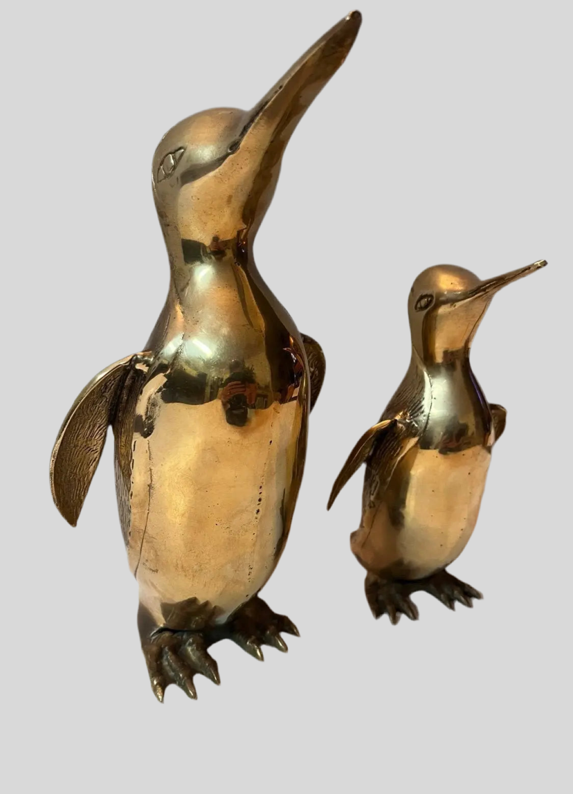 Hollywood Regency Solid Brass Penguin Pair