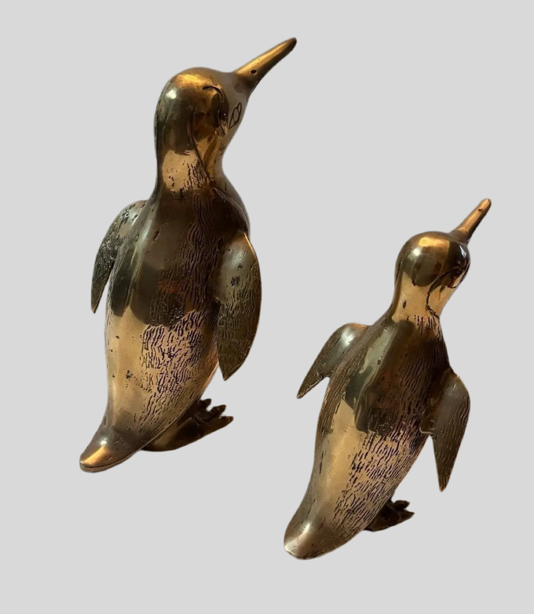 Hollywood Regency Solid Brass Penguin Pair