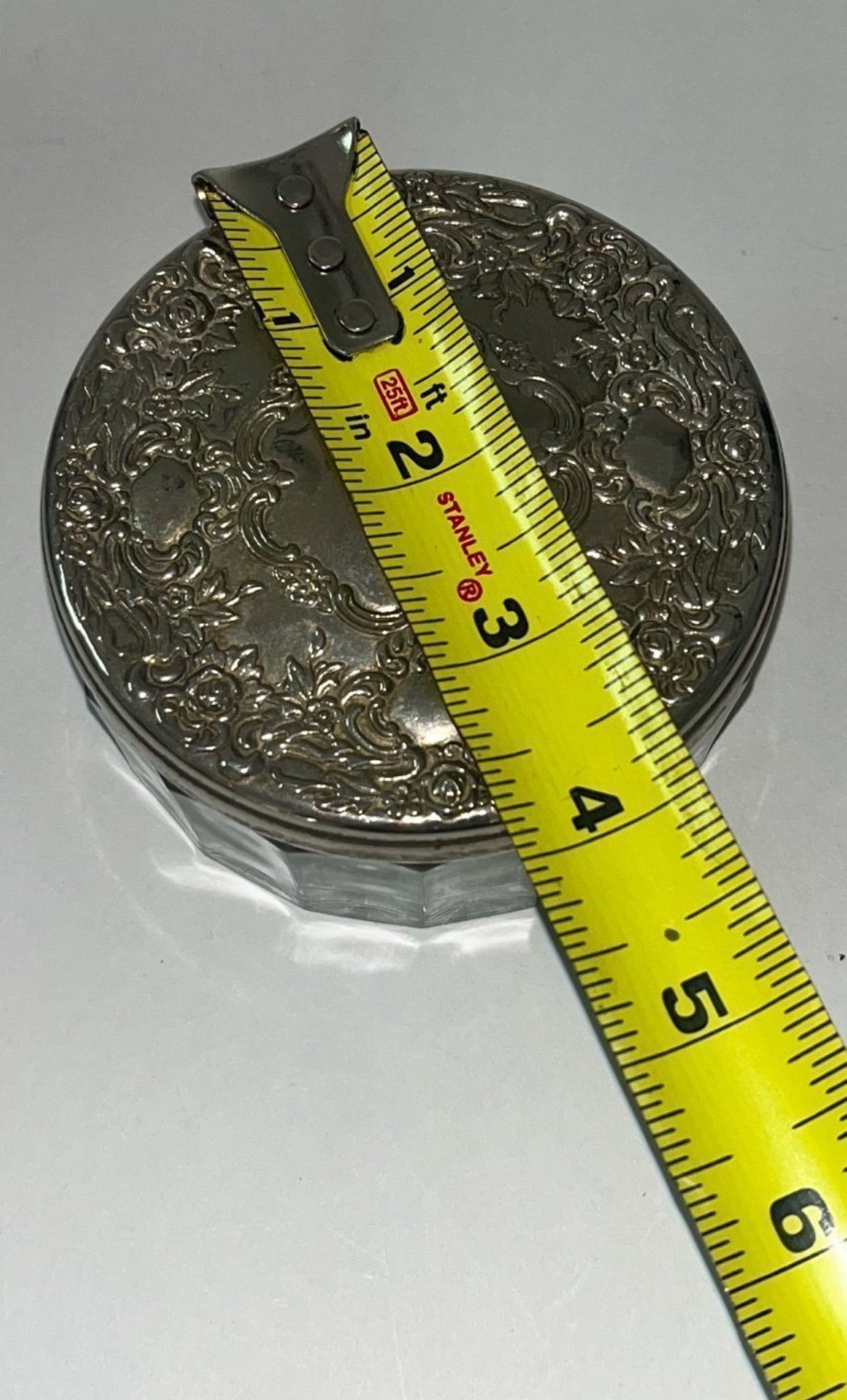 Antique 1910 French Jewelry Box, Footed Chest & Trinket Jar Lid