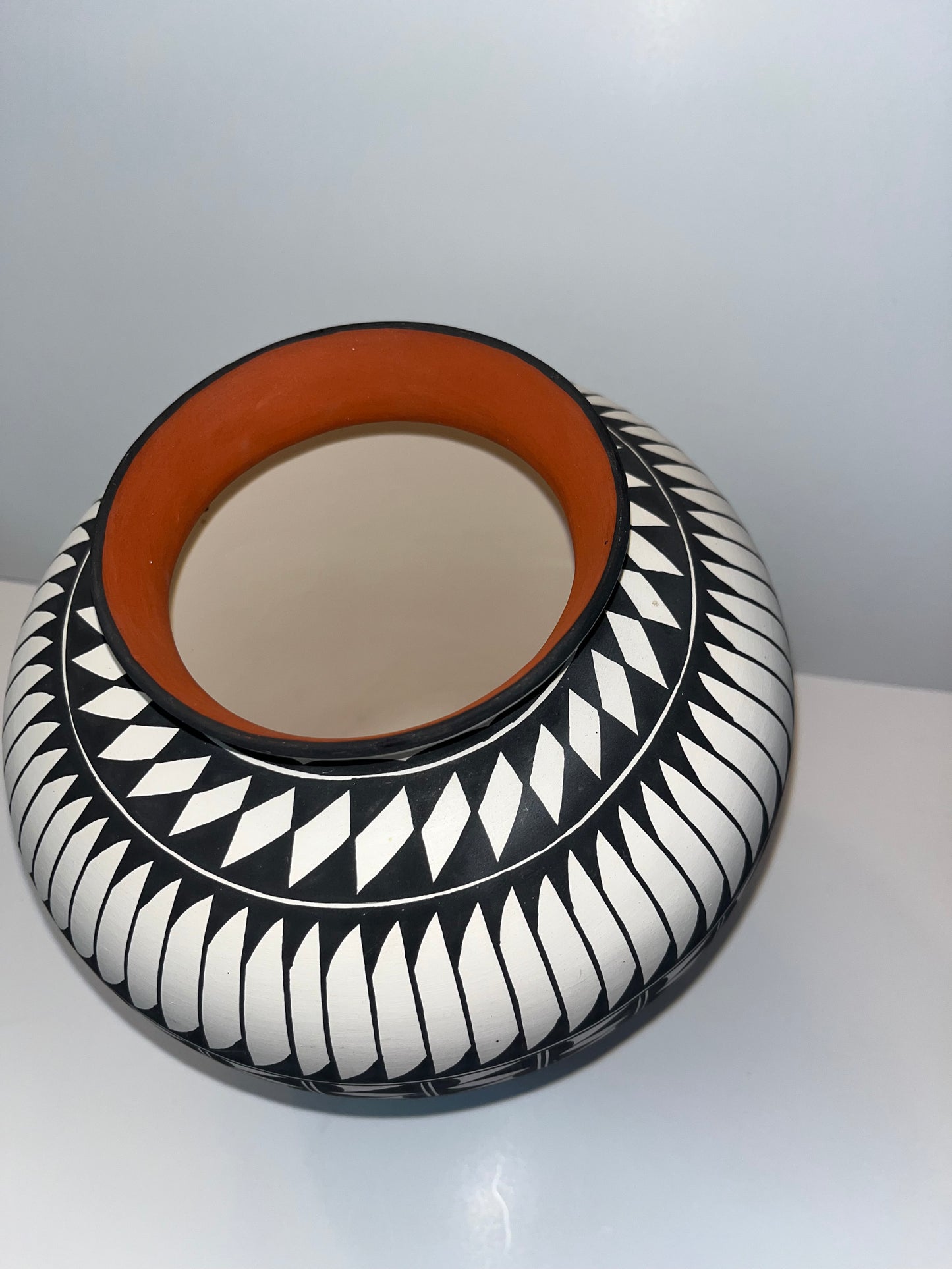 Acoma Pueblo Pottery Vase with Intricate Geometric Patterns - Finest Antique