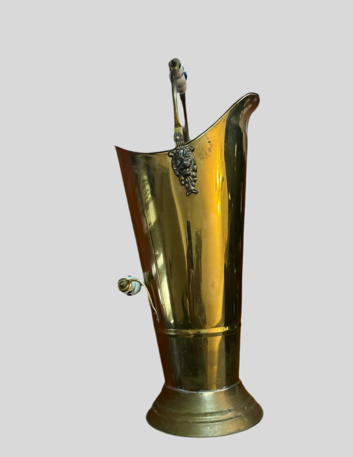 Antique Copper Brass Tall Delft Handmade Umbrella Holder - Finest Antique