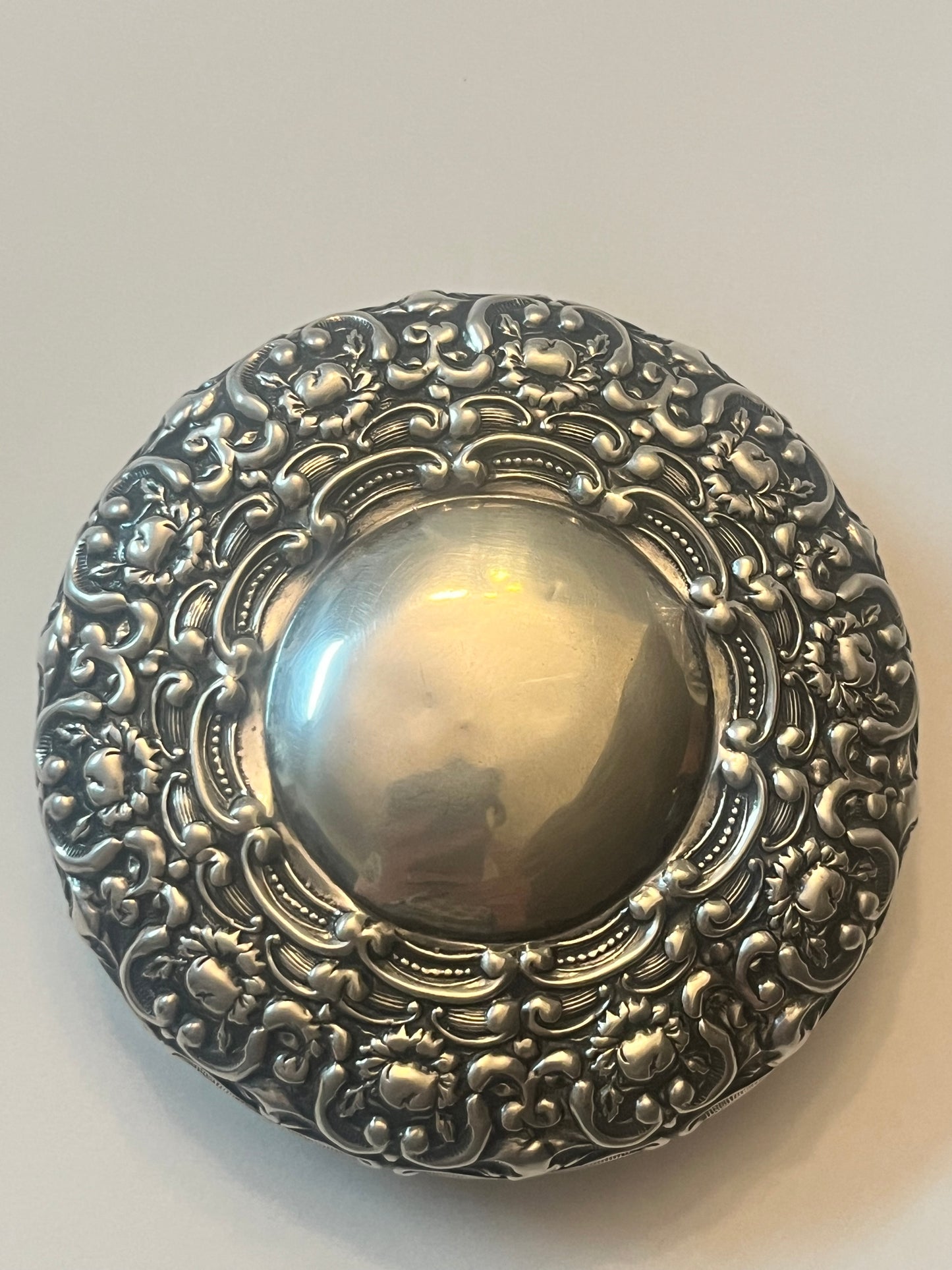 Antique Victorian Vanity Crystal Powder Jar with Sterling Silver Lid - Finest Antique