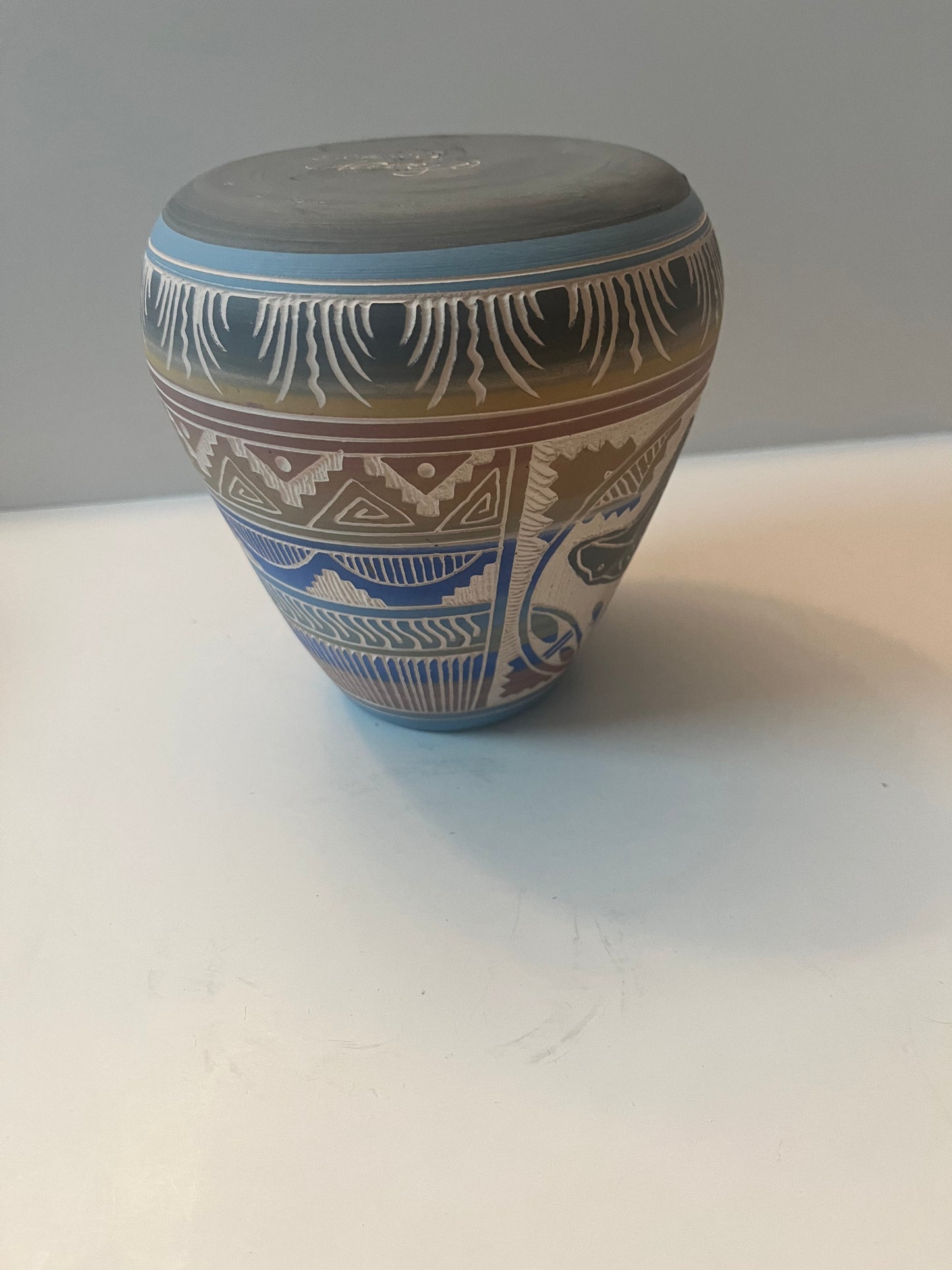 Bennett Navajo Signed Hand-Painted Pottery Bear Vase - Finest Antique