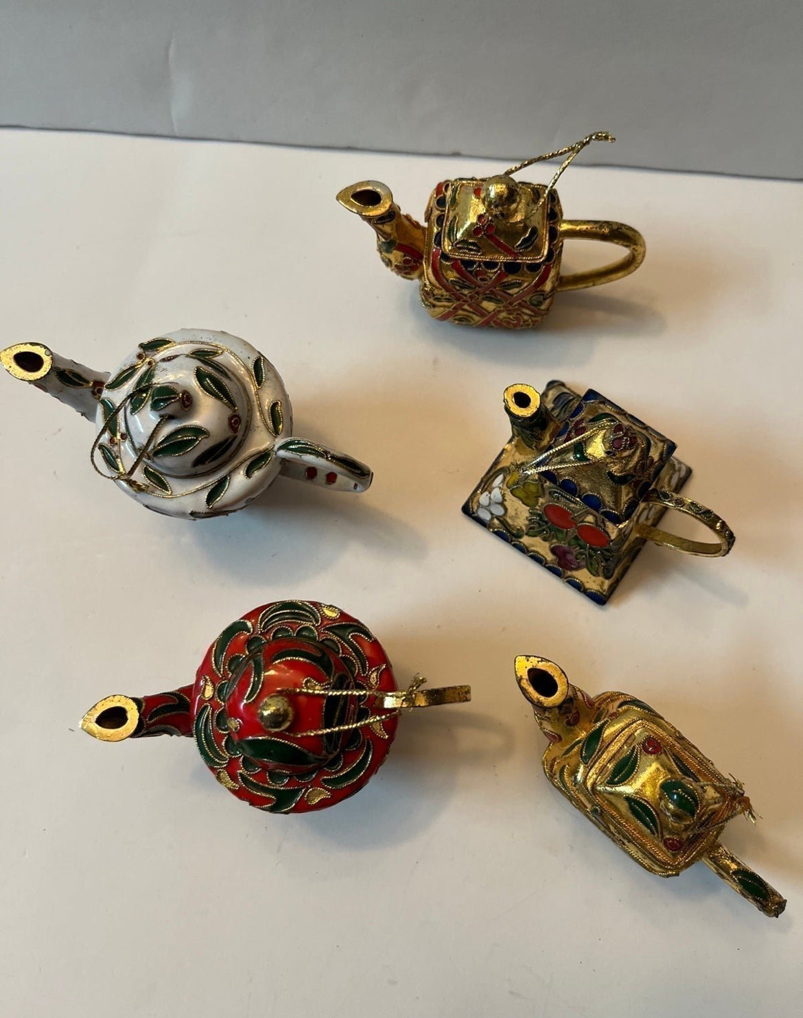 Hand-Painted Cloisonné Enamel Teapot Ornaments