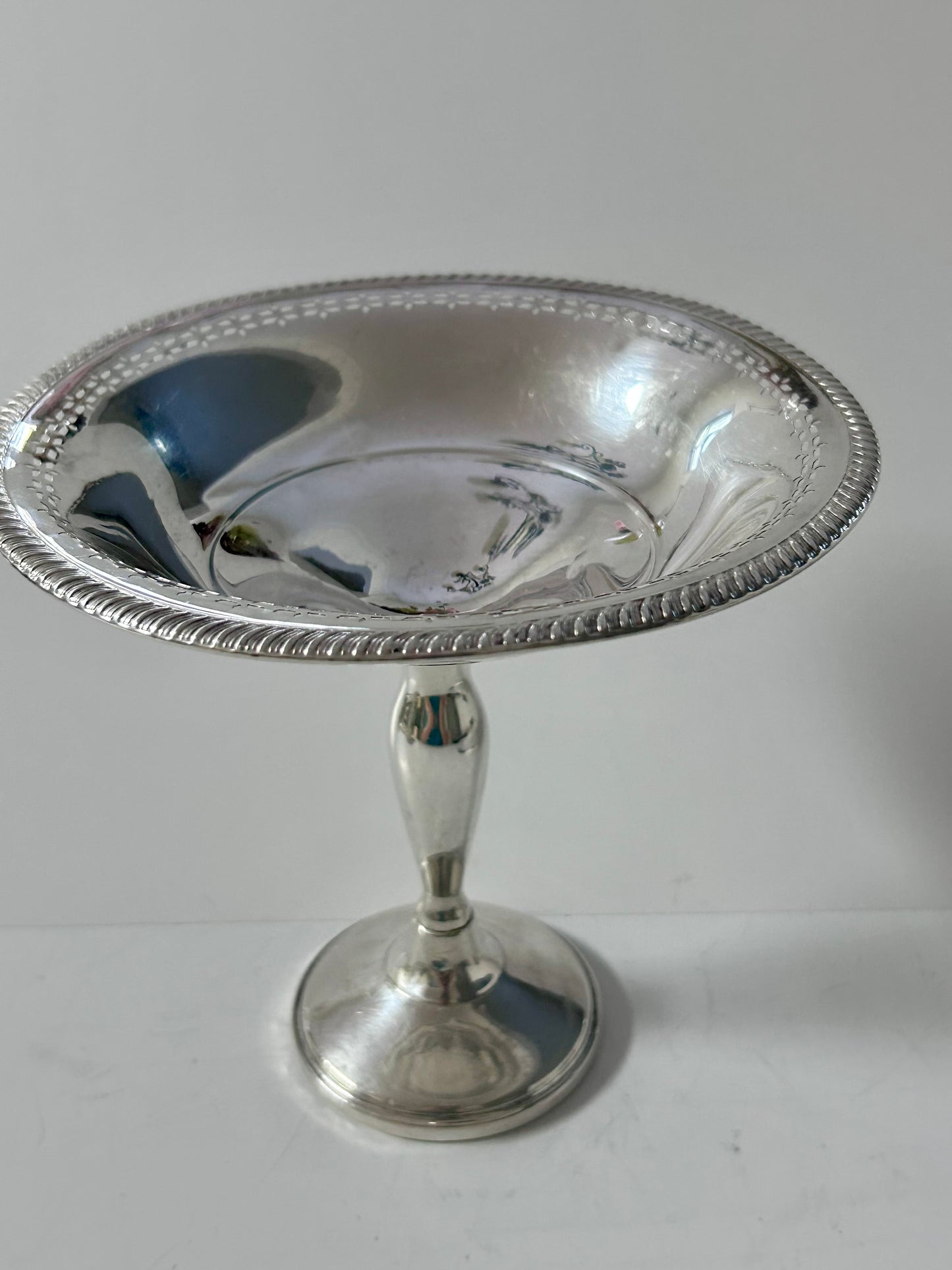 Fisher Sterling Silver Weighted Pierced Design Compote Dish