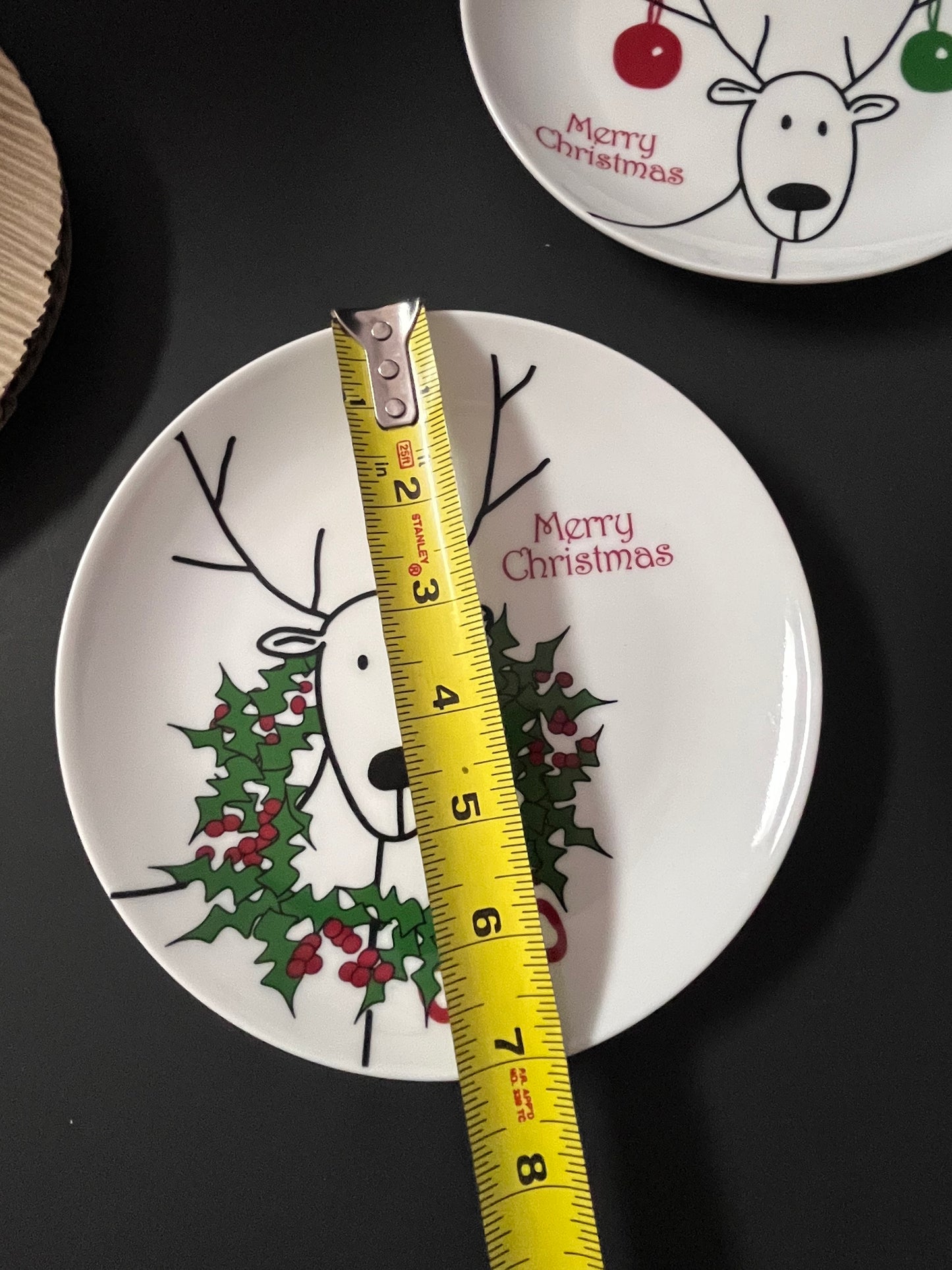 Reindeer Merry Christmas Ruby (7") Plates By Cordon Bleu.