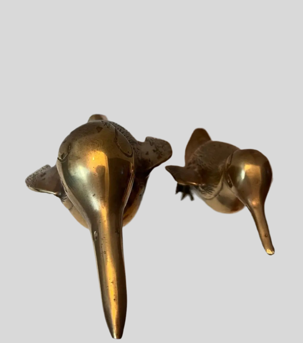 Hollywood Regency Solid Brass Penguin Pair