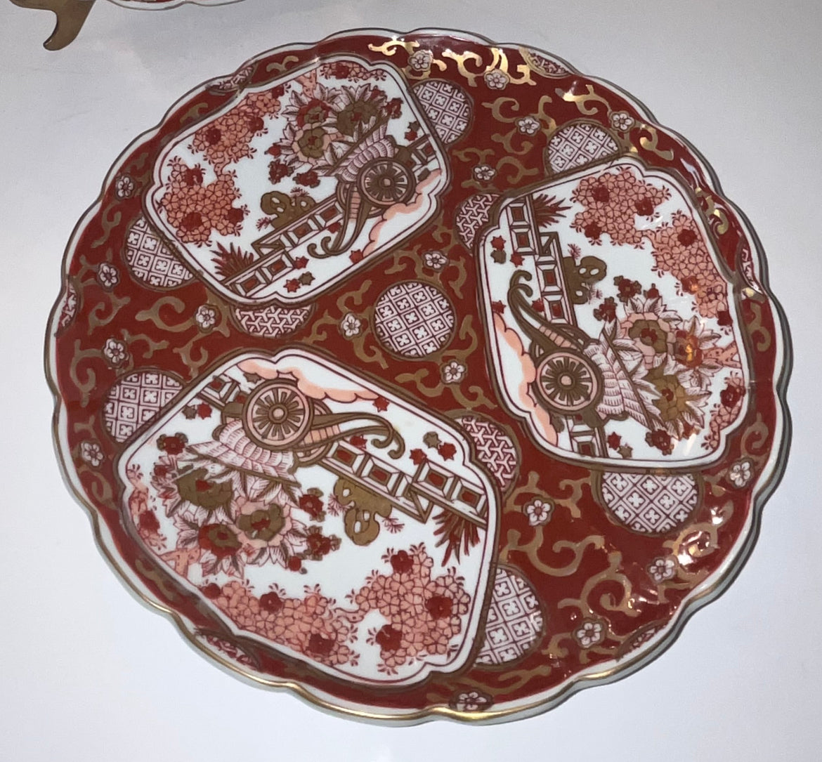 1960’s Norleans Golden Scalloped Imari Japanese Hand Painted Large Heavy Plate