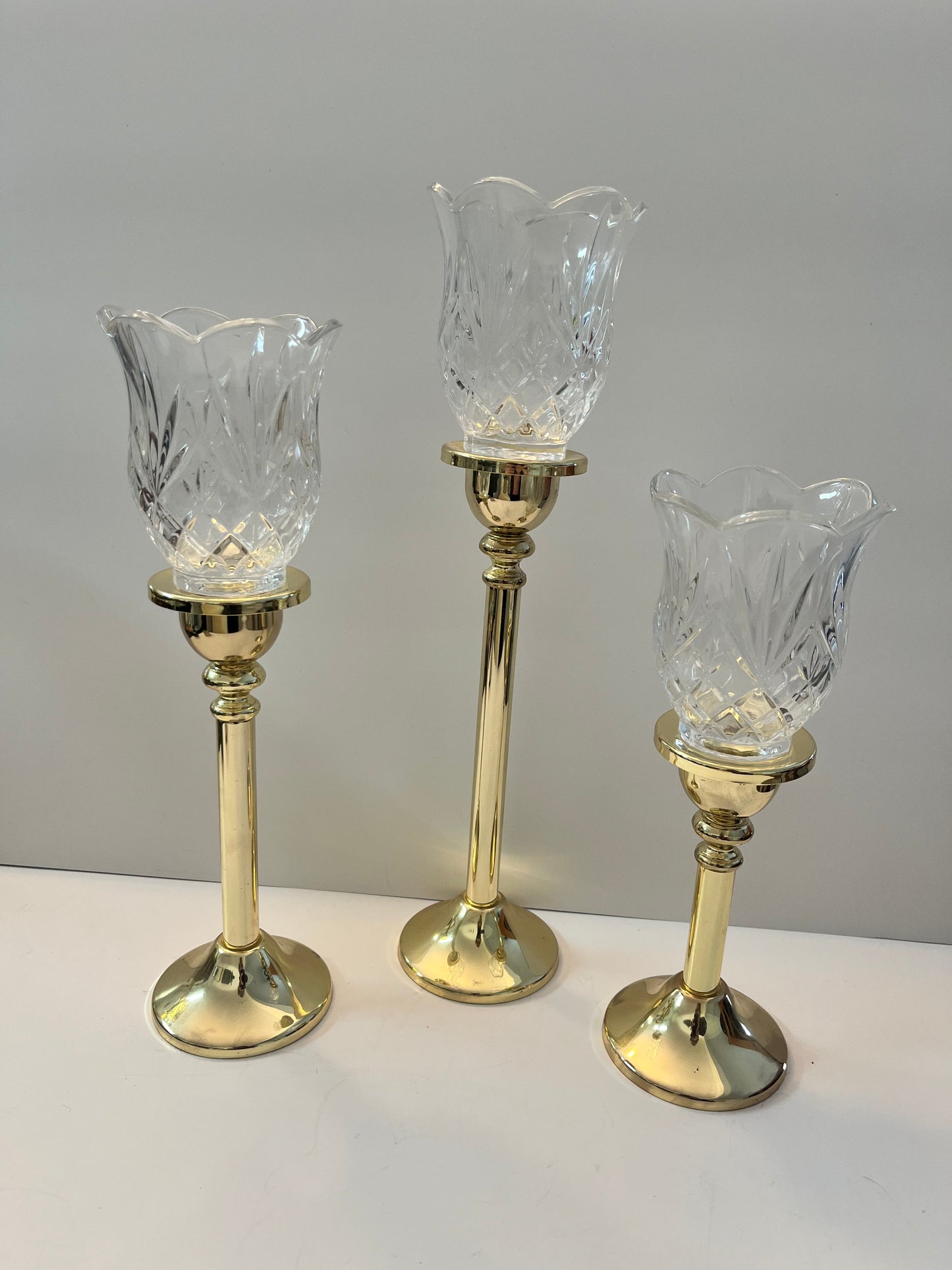 Godinger Vintage Brass and Crystal Votive Candle Holders - Finest Antique