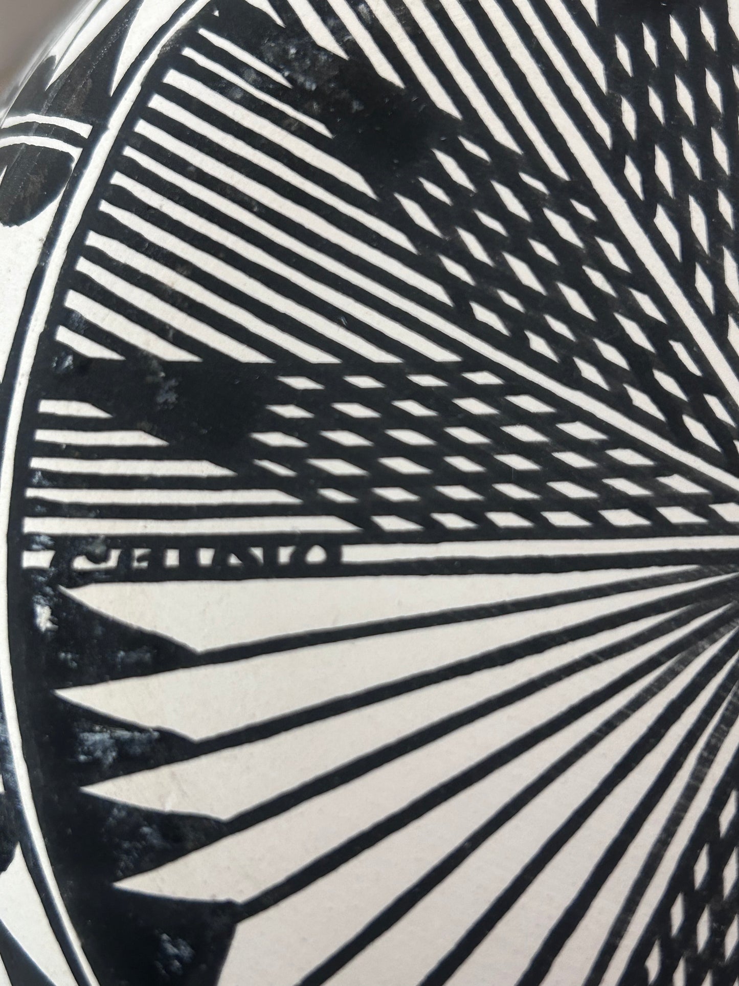Authentic Signed Chino Hand-Painted Acoma Pueblo Pottery Olla Traditional Black & White Geometric Design
