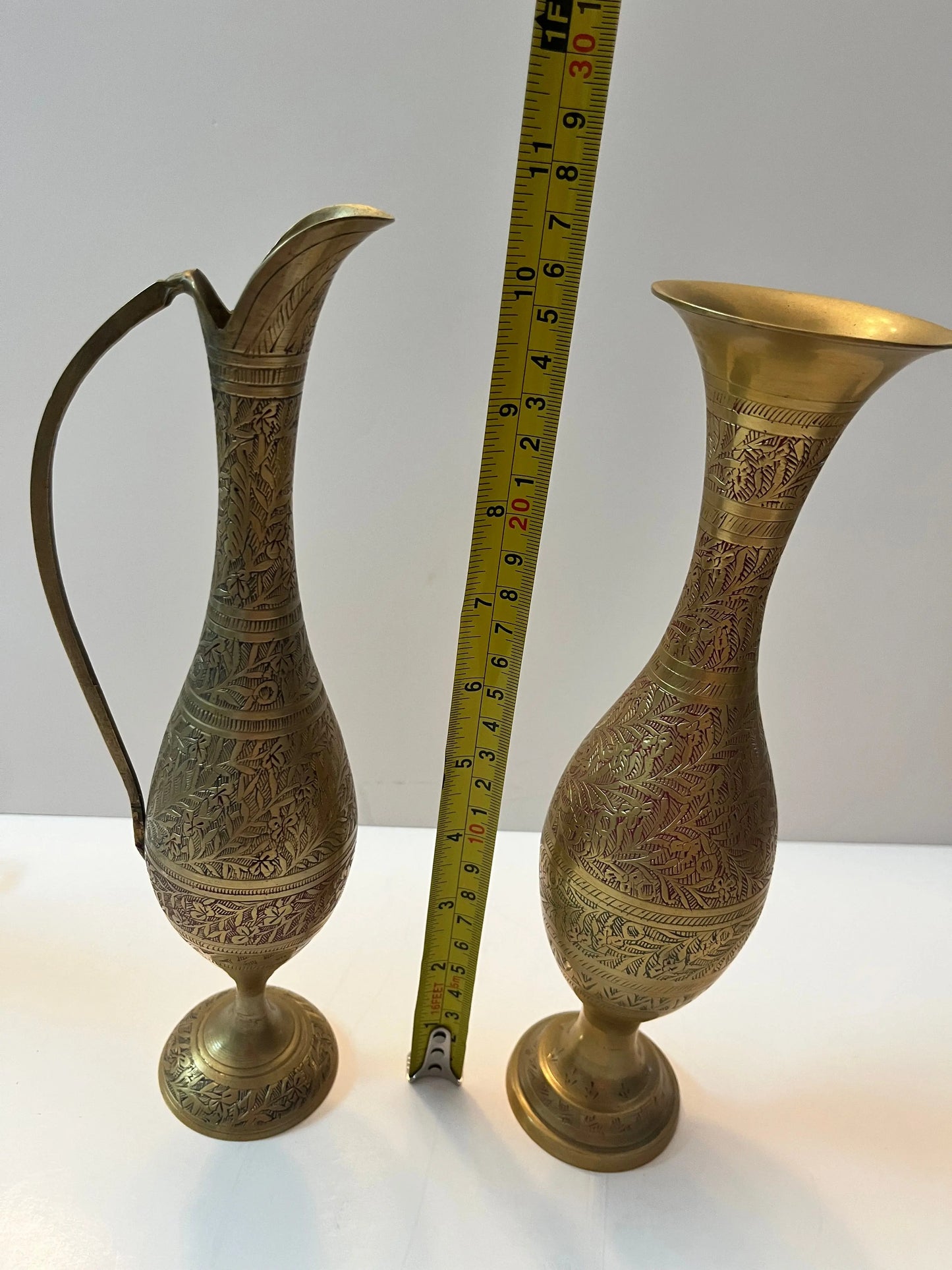 Vintage Brass Pitcher and Vase Set - Finest Antique