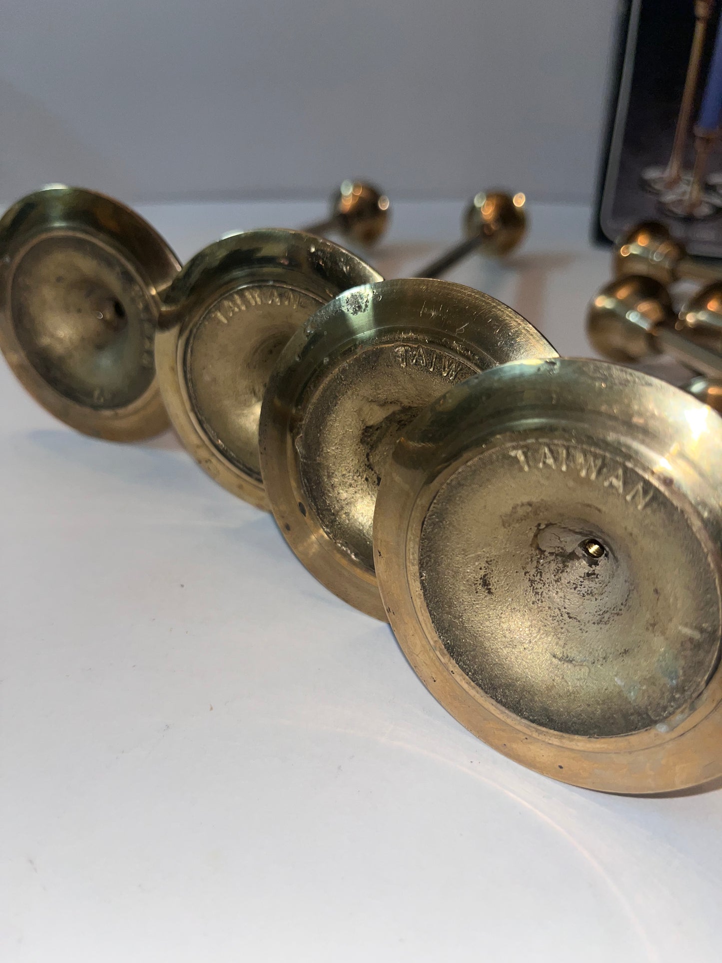 Vintage Brass Taiwan Candle Holder Set - Finest Antique