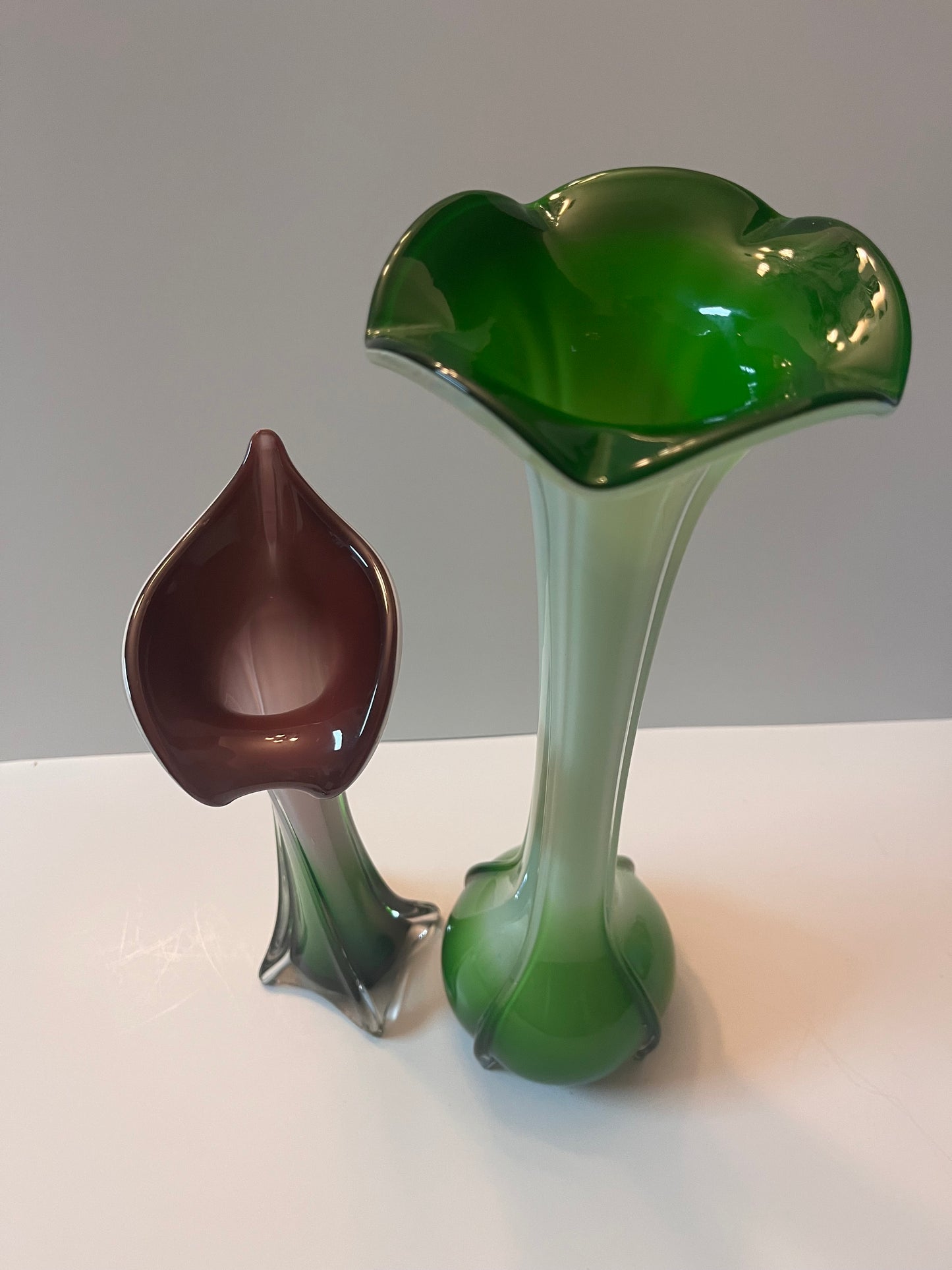 Vintage Calla Lily-Tulip Inspired Glass Vases - Finest Antique