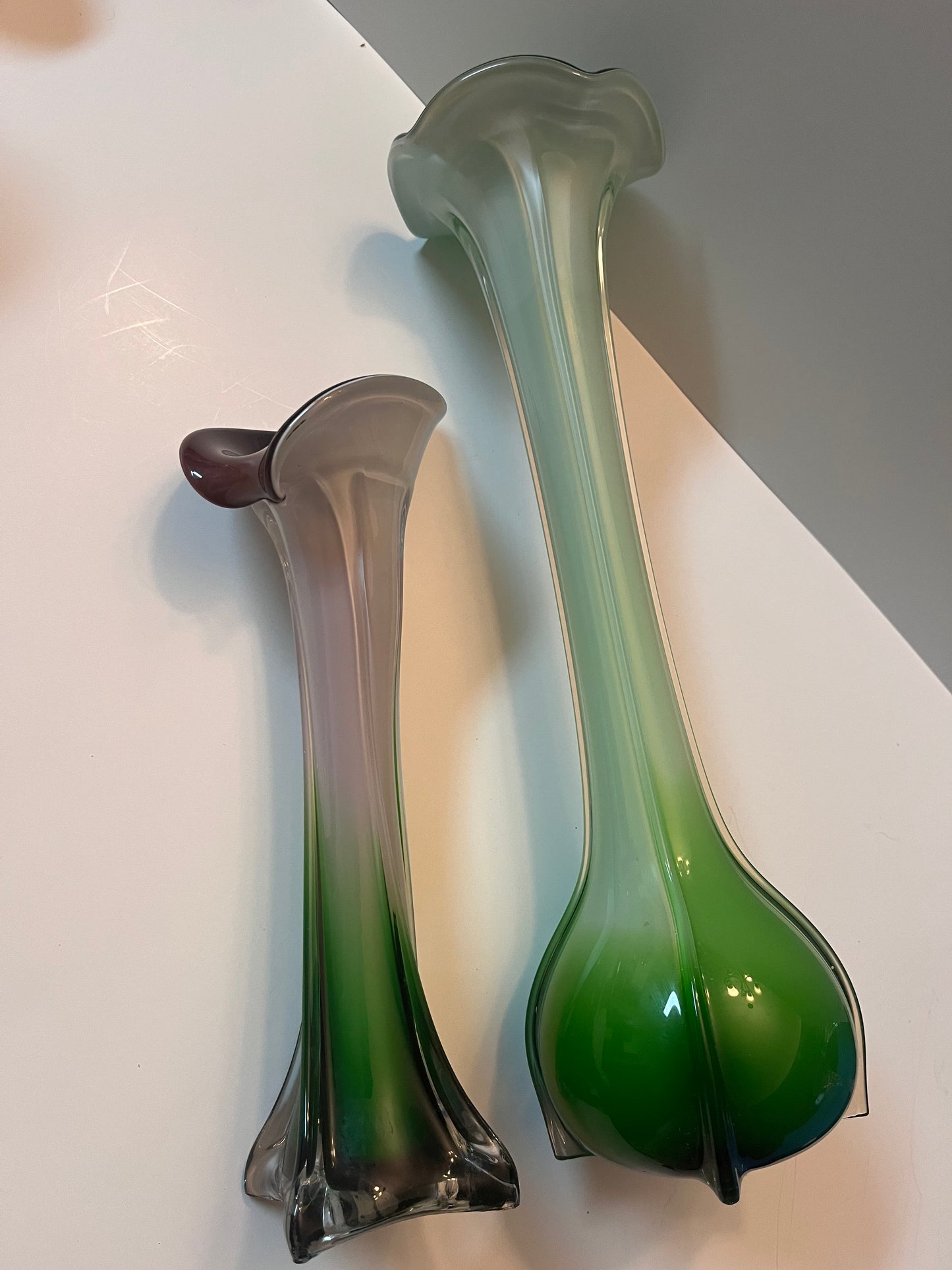 Vintage Calla Lily-Tulip Inspired Glass Vases - Finest Antique
