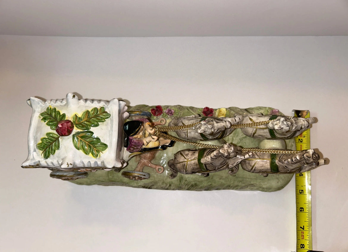 Vintage Capodimonte Porcelain Horse-Drawn Carriage - Finest Antique