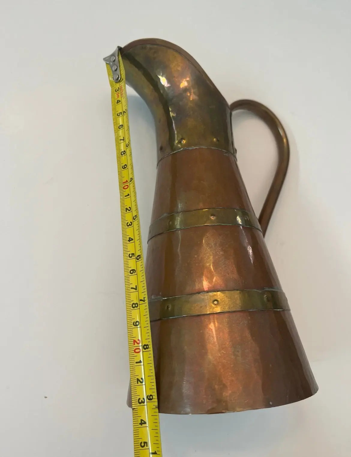 Vintage Copper and Brass Pitcher - Finest Antique