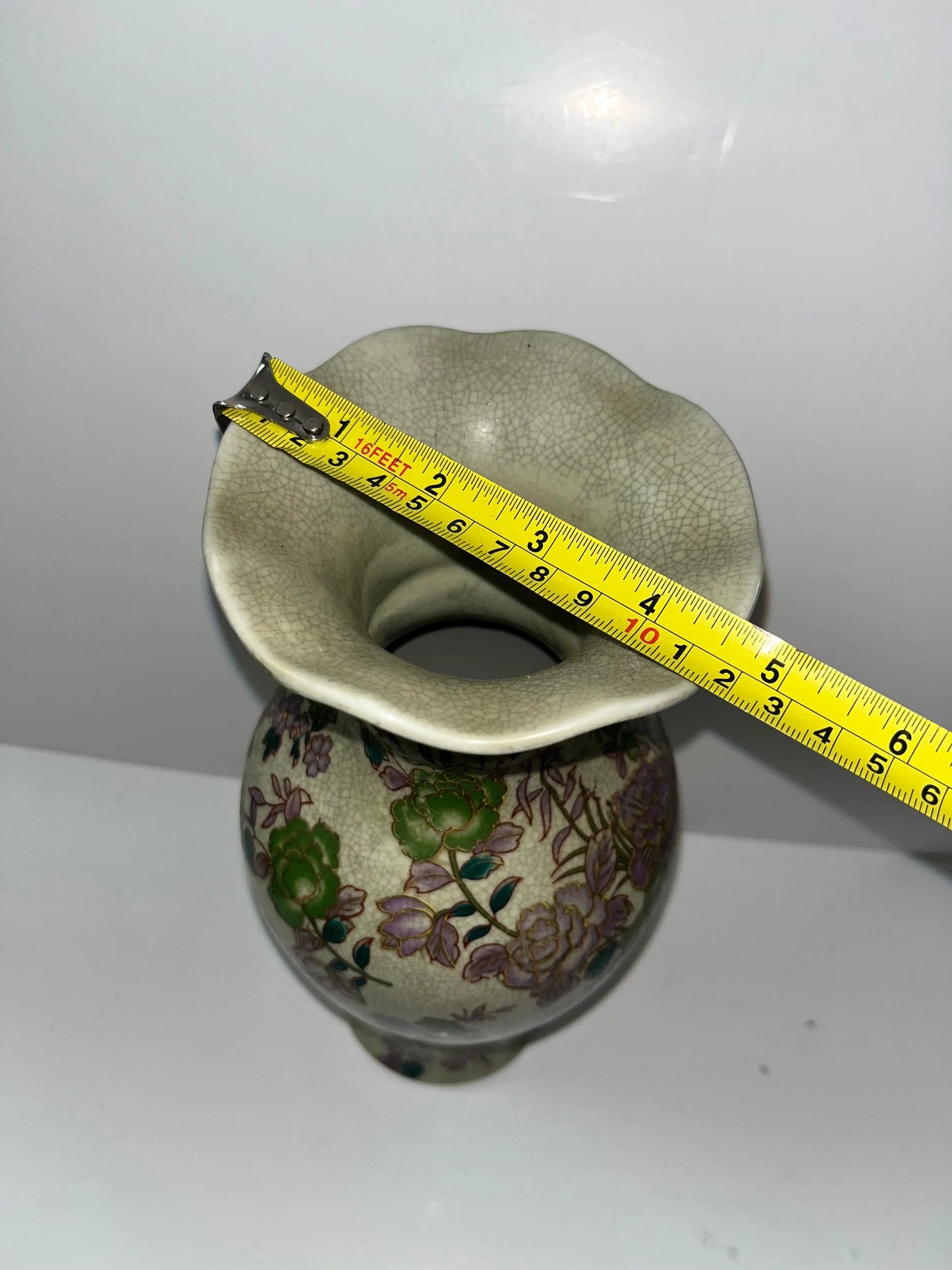 Vintage Floral Porcelain Vase - Finest Antique