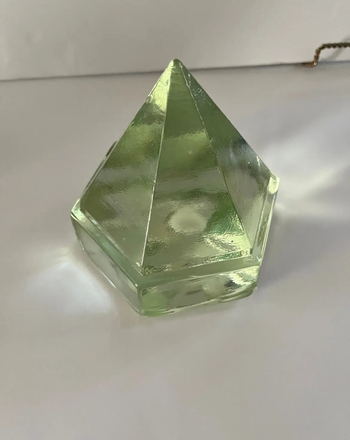 Vintage Green Glass Hexagonal Pyramid Prism - Finest Antique