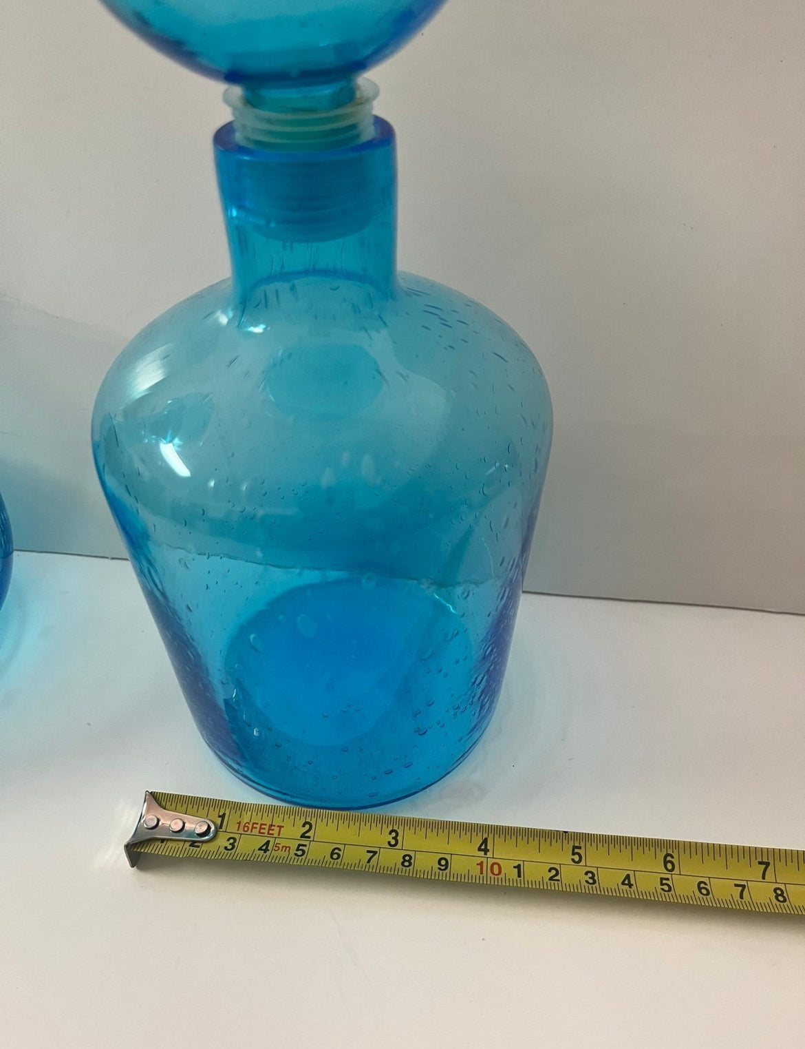 Vintage Mid-Century Modern Blue Glass Decanters - Finest Antique