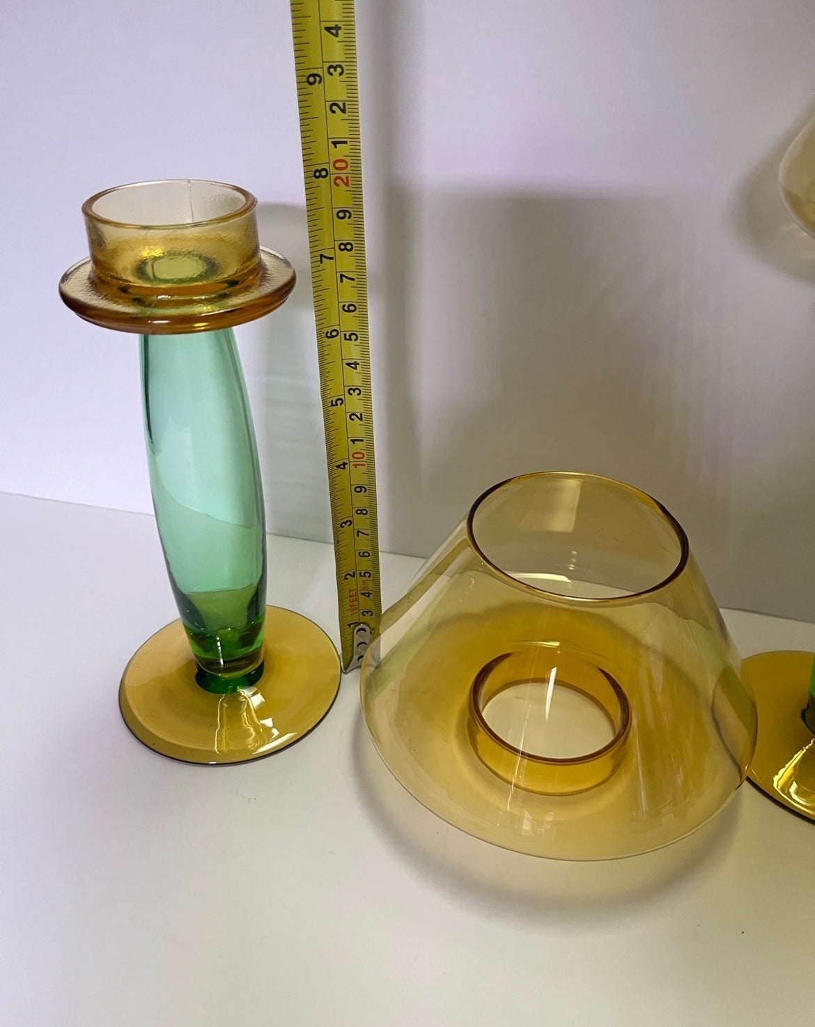 Vintage Mid-Century Modern Glass Candleholders Gardeners Eden - Finest Antique