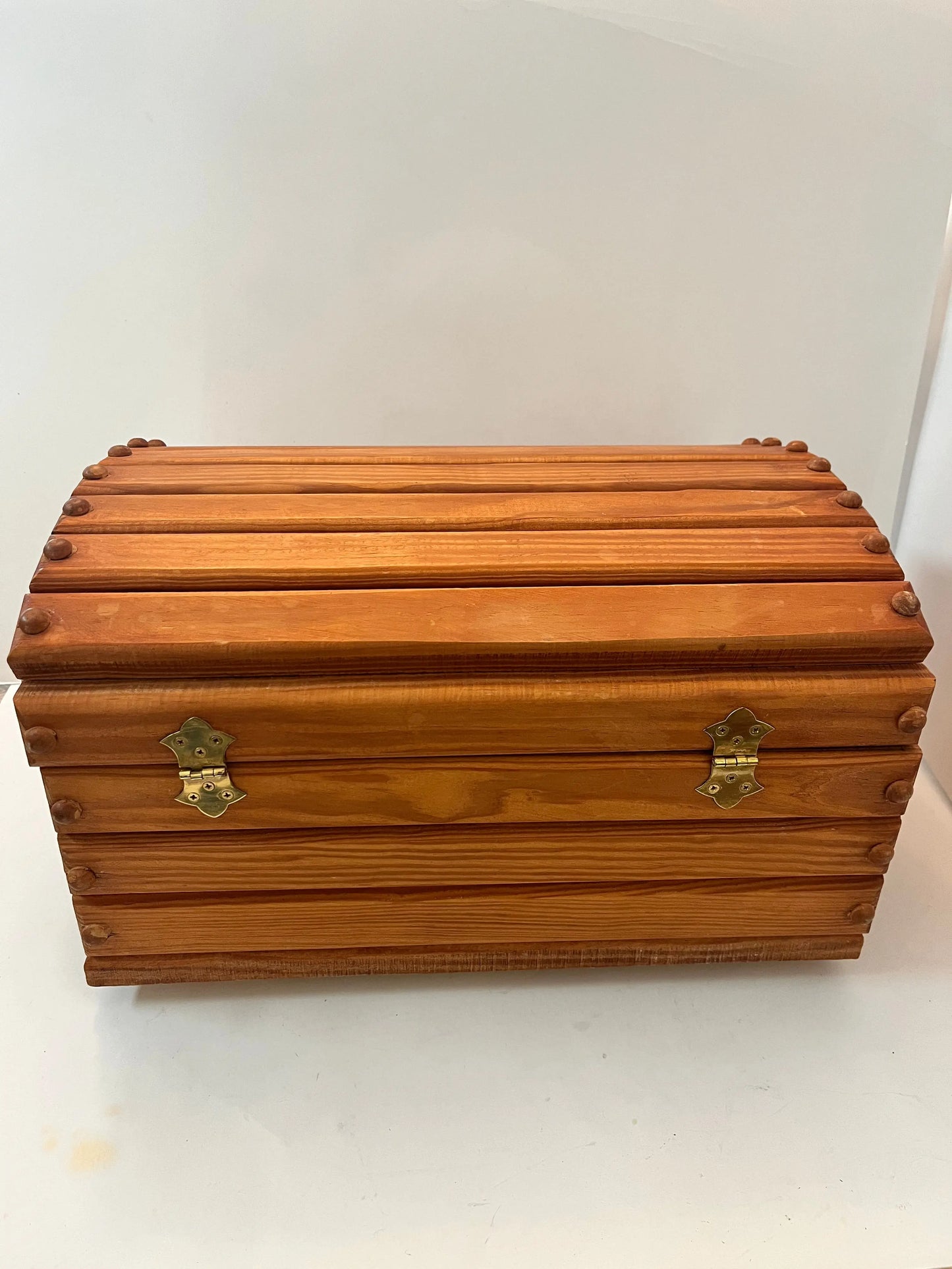 Vintage Wooden Treasure Box with Gold Accents - Finest Antique