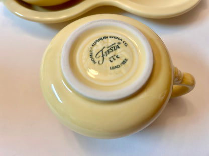 Fiesta Yellow Sugar and Creamer Set with Figure 8 Tray - Post-1986 Lead-Free HLC