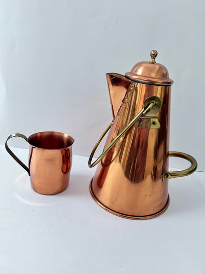 Vintage Taurus Portugal Copper Kettle & C&G USA Pitcher/ Cup Set