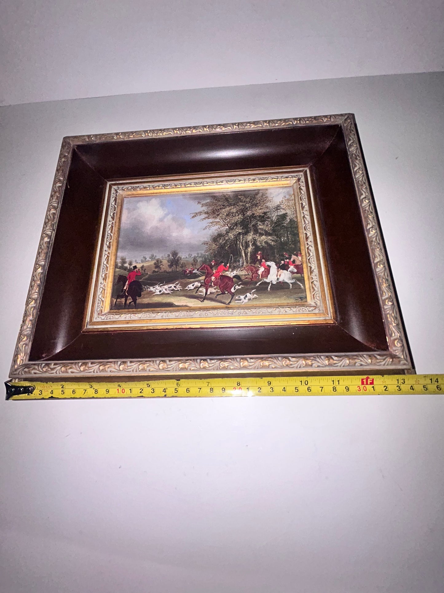 Antique/Vintage James Pollard English Hunting Print -"The Hertfordshire Hunt"- Ornate 2" Deep Wooden Frame