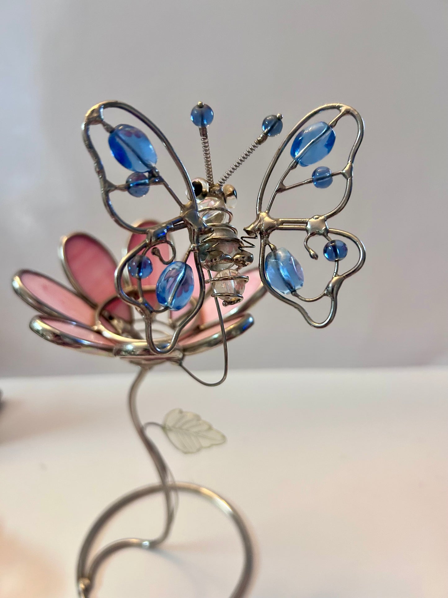 Vintage Two-piece Handcrafted Stained Glass Figurine Set