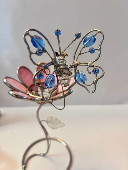 Vintage Two-piece Handcrafted Stained Glass Figurine Set