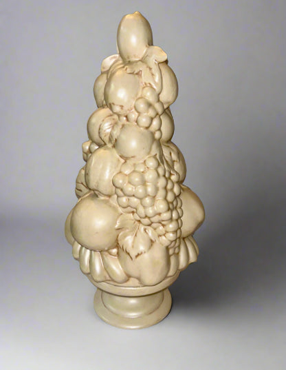 Authentic Treasure (16")
Beautiful 1964 Ceramic Pearl
Fruit Topiary Centerpiece, signed "PAT"