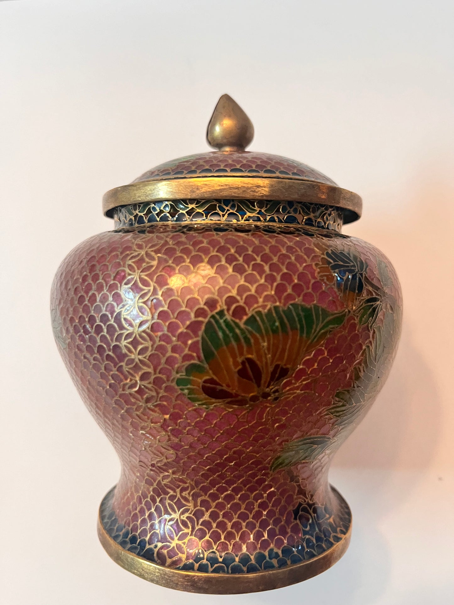 Vintage Chinese "Plique a Jour” Cloisonné Enamel Jar with Floral Design