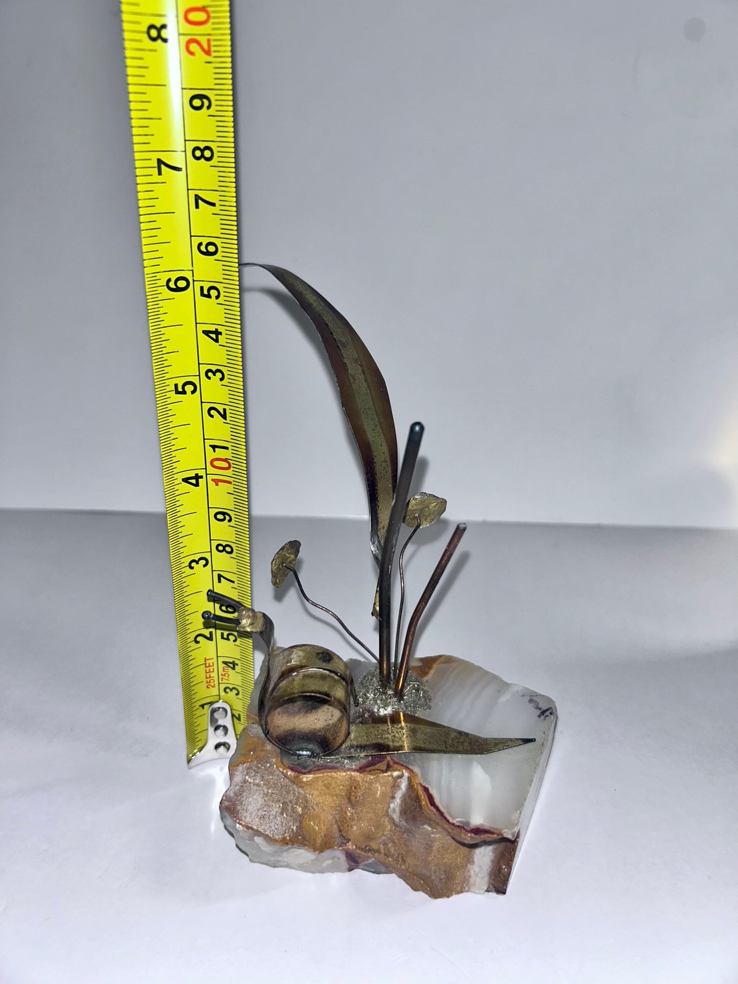 Vintage Mid-Century Modern Brass & Onyx Nautical Sculpture Set of 3