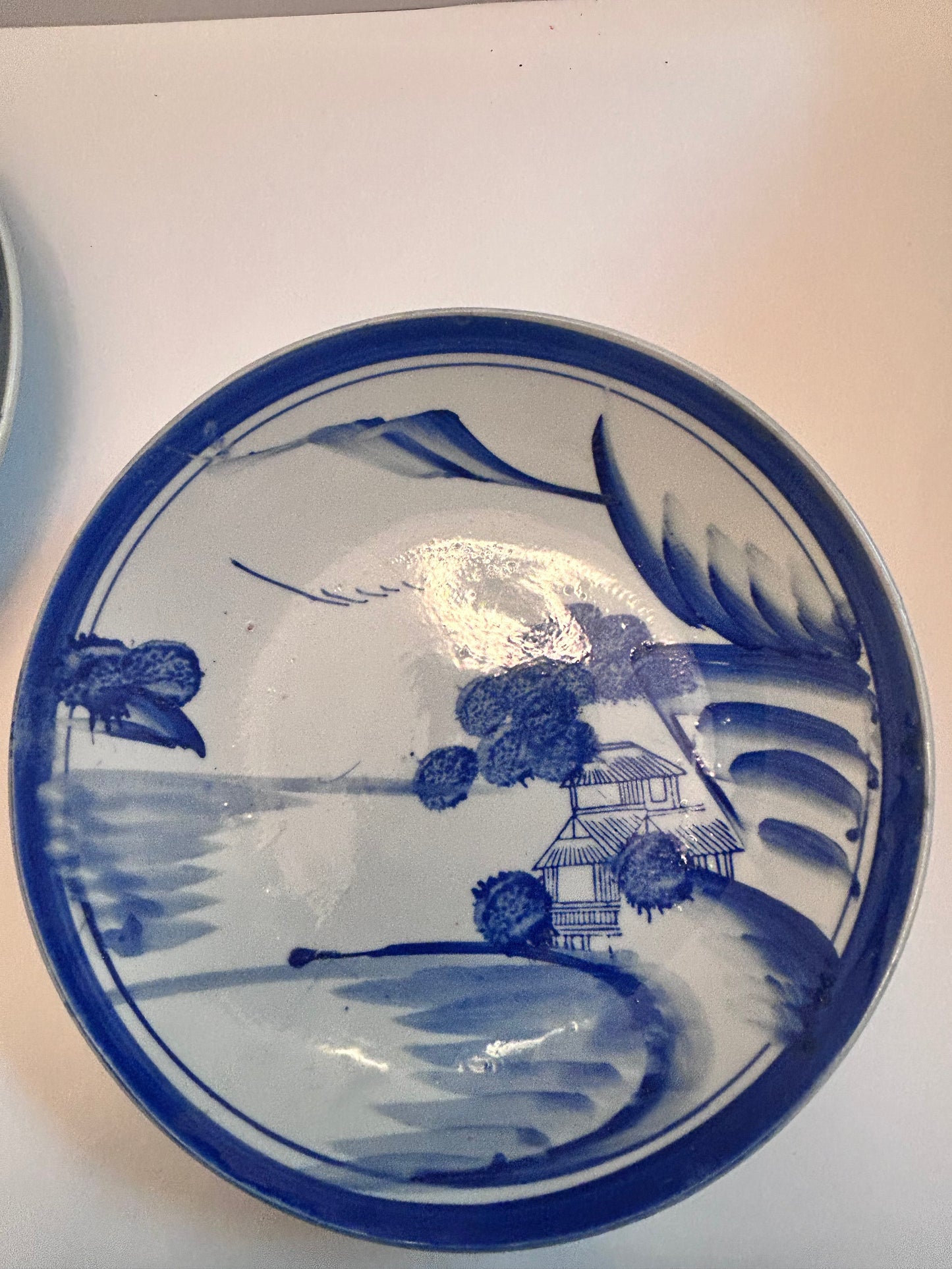 Set of 3 Antique Japanese Arita Plates -Late Edo Period (c. 1860-1880)
– Mountain Landscape – 9"