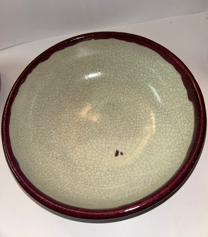 Pier 1 “Crackle Collection”Ceramic Bowls Set of 4 (1 Serving Bowl, 3 Cereal Bowls) Pier 1