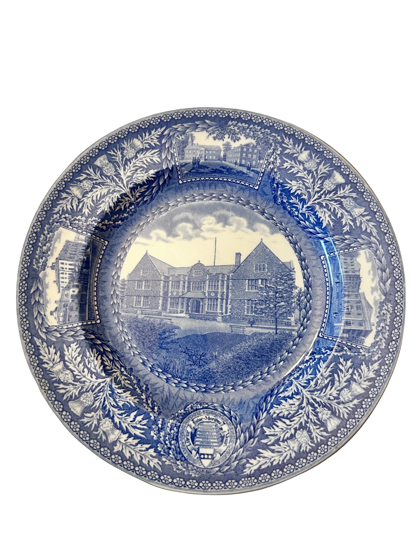 12pc Set Vintage 1929 Wedgwood England University of Pennsylvania Transferware Blue Plates