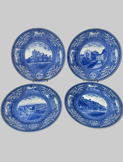 12pc Set Vintage 1929 Wedgwood England University of Pennsylvania Transferware Blue Plates