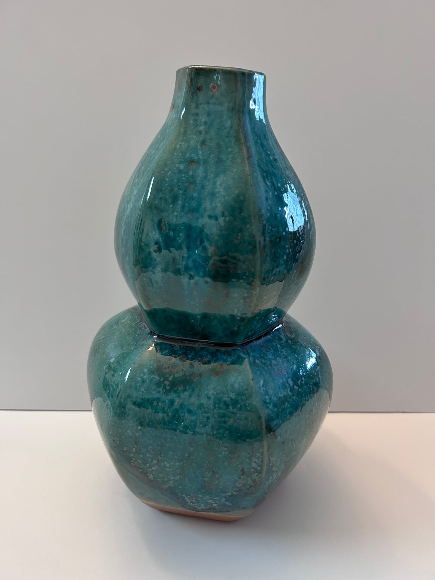 Frontgate Speckled Green Gourd Ceramic Vase