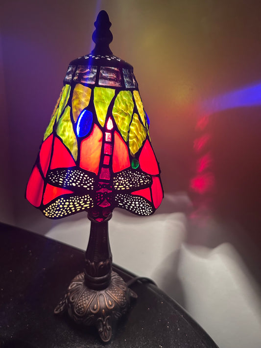 Dale Tiffany Dragonfly Stained Glass (12”) Accent Lamp