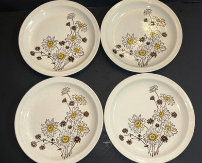 Roycroft Stoneware Daisies Flowers Dinner Plates (Set of 4)