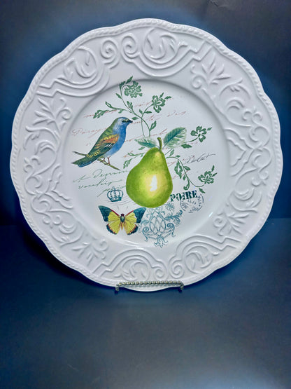 NWT Mikasa Antique Countryside Pear Plate Set  ~11" Dinner Plate & (2) 8.5" Salad Plates